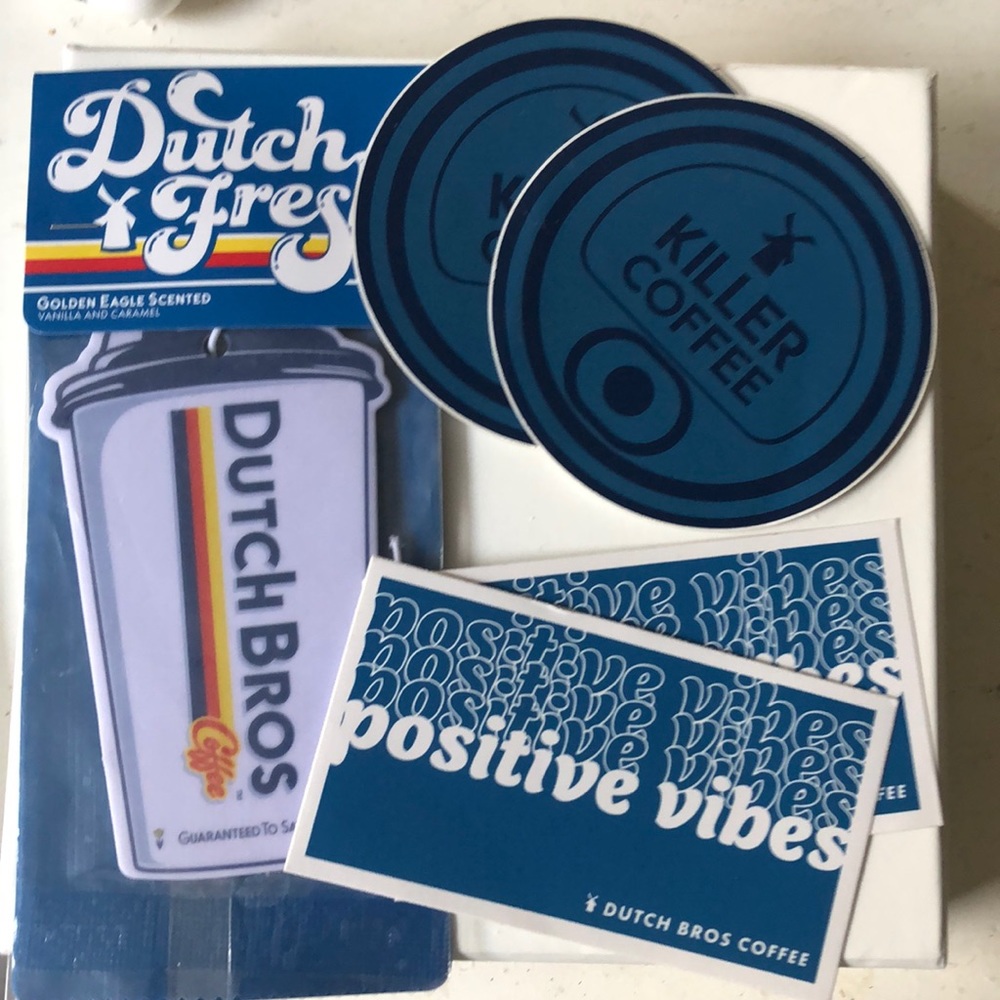 Dutch bros coffee air freshener and sticker bundle